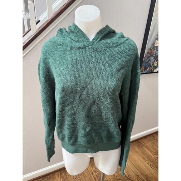 perfectwhitetee reese inside out cotton fleece hoodie in pine green size small - Picture 1 of 4